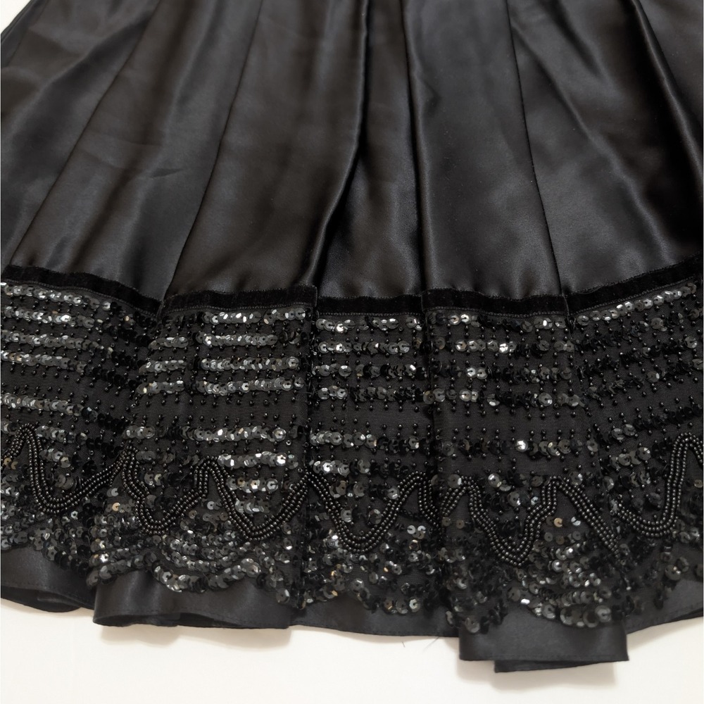 NWT Magaschoni Luxury Skirt Silk Black Pleated Hand Beaded Whimsigoth Sz 6 $428 - Picture 3 of 16